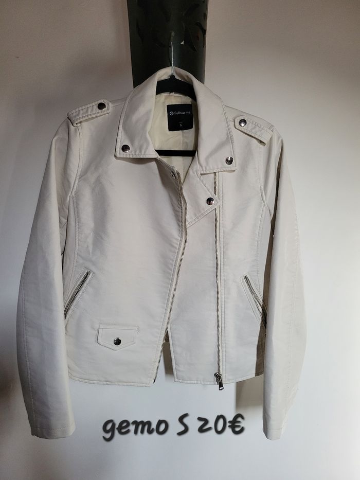 Veste simili cuir blanc