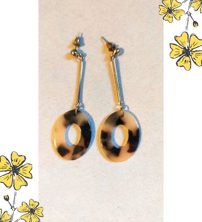 Boucles d'oreilles vintage pendantes effet écaille – Collection Sable & Ébène - photo numéro 5
