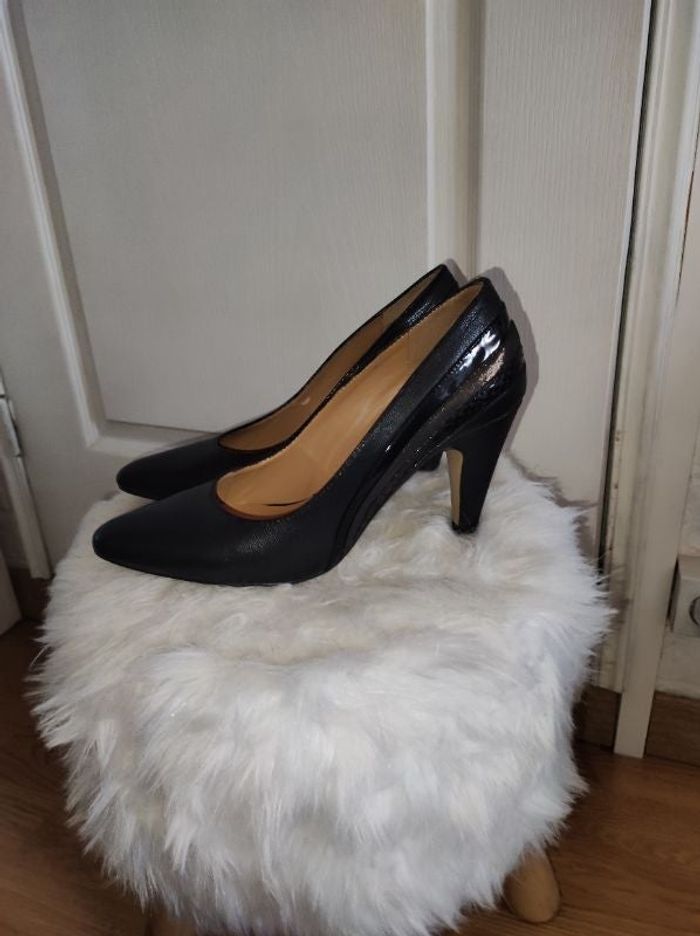 Escarpins TEXTO noirs cuir, pointure 37, TBE!