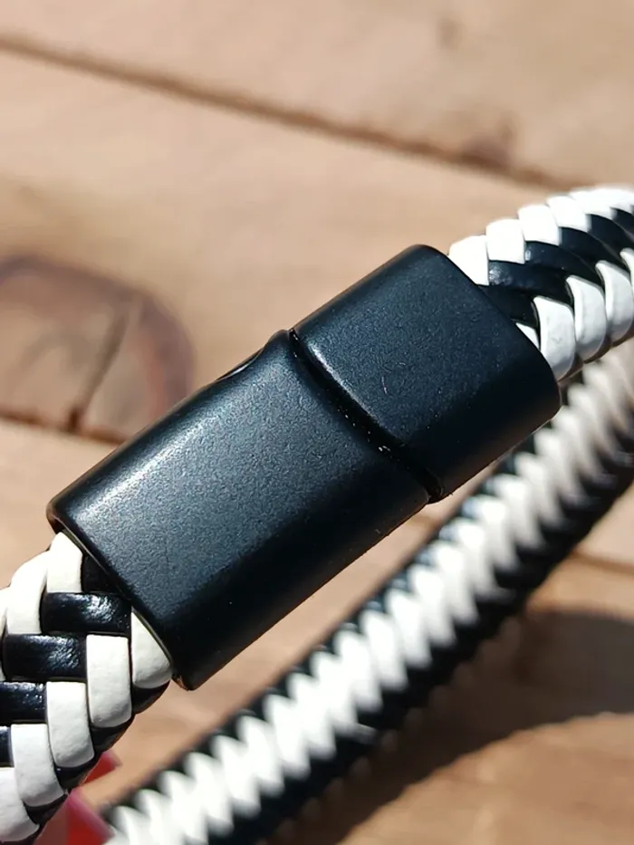 Bracelet cuir noir et blanc pour homme - photo numéro 3