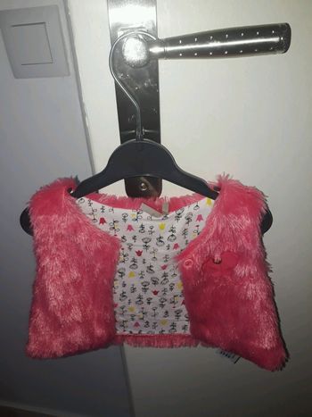 Gilet sans manches fourrure rose fille 12 mois Orchestra