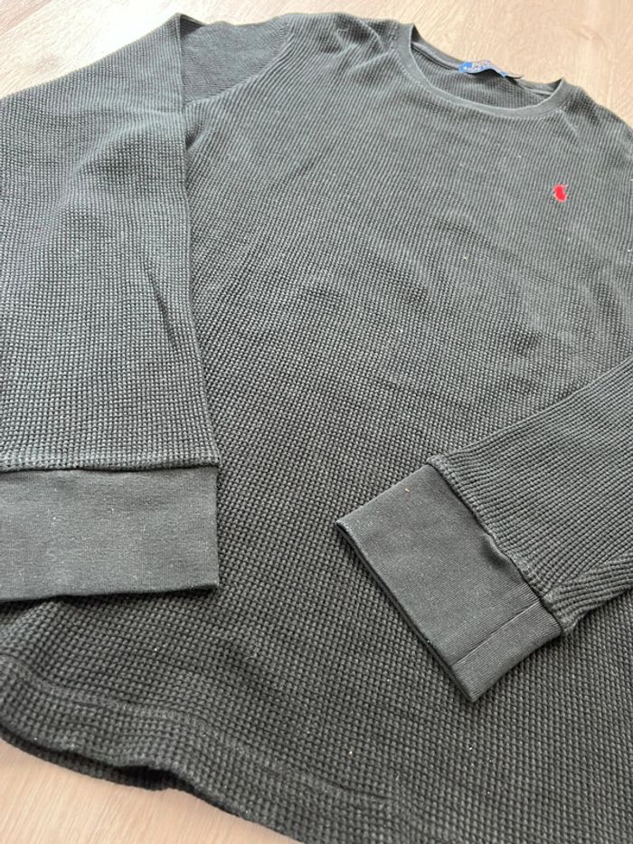 Pull nid-d’abeilles Ralph Lauren Noir avec logo brodé rouge Taille XXL - photo numéro 14