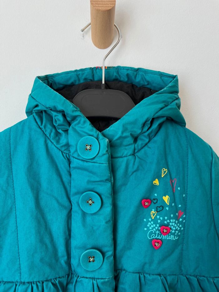 Ensemble parka à capuche turquoise + bonnet + moufles - Catimini 6 mois - photo numéro 4