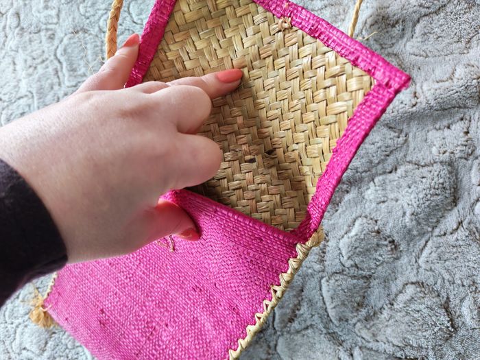 Pochette de paille rose fuschia - photo numéro 4