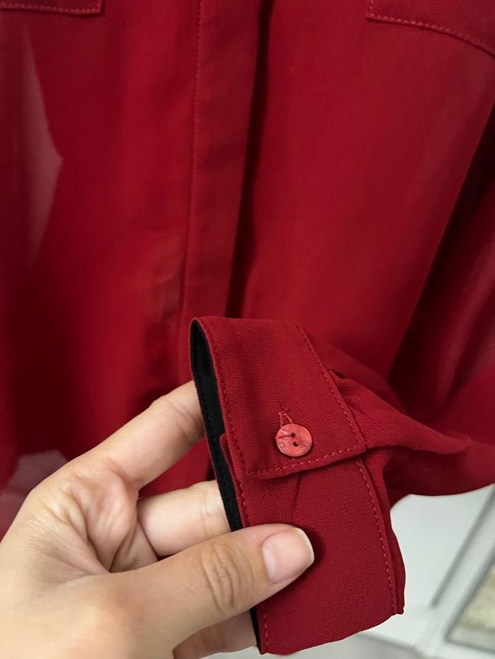 Chemise manches longues en voile rouge et noir Black Mojito - photo numéro 4