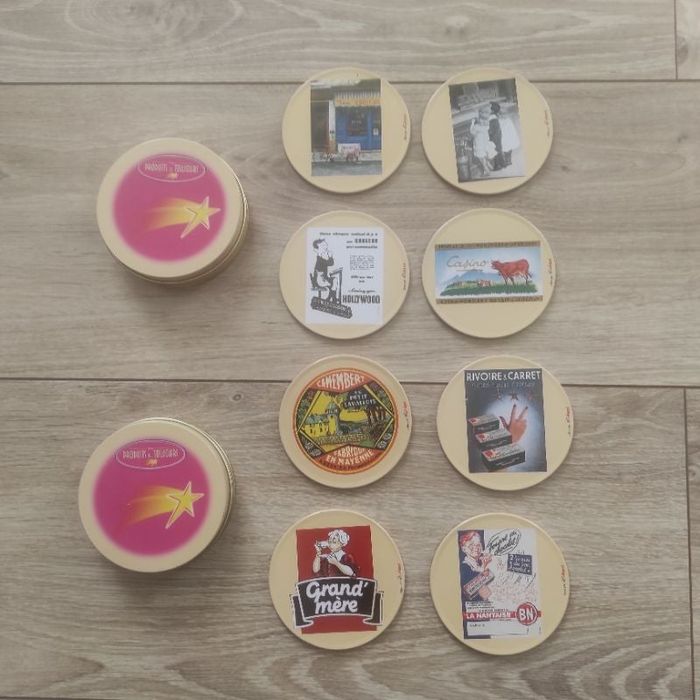 Dessous de verre vintage en métal et liège