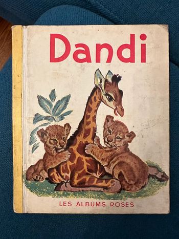 Livre carton ancien 1958 Dandi Les albums roses girafe lions Pierre probst auteur Caroline