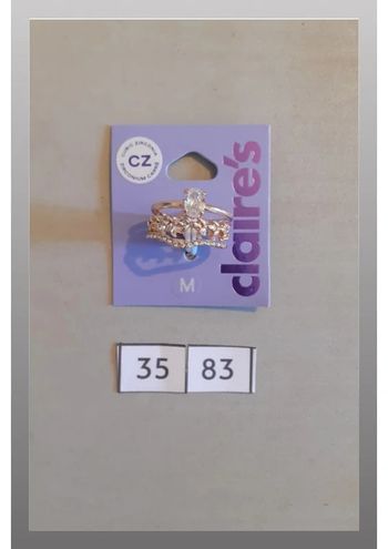 Lot de 3 bagues dorées avec du zirconium carré Taille M Claire's