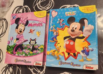Lot de 2 livres comptines et figurines mickey et minnie 