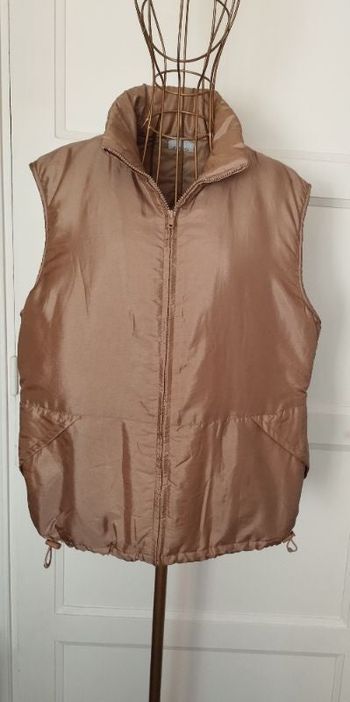 Gilet sans manches vintage beige satiné - T. 46/48 - TBE