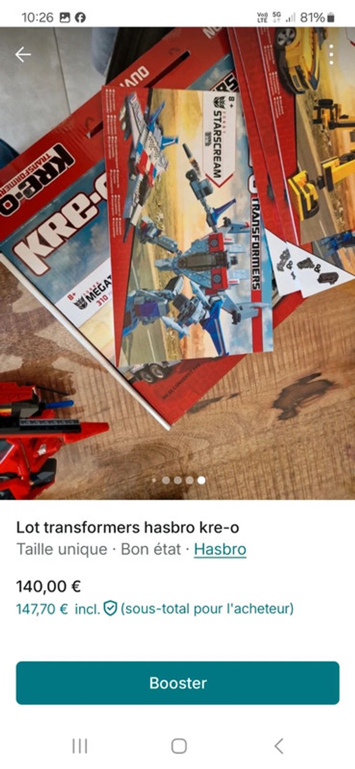Lot de transformers hasbro kre-o - photo numéro 14