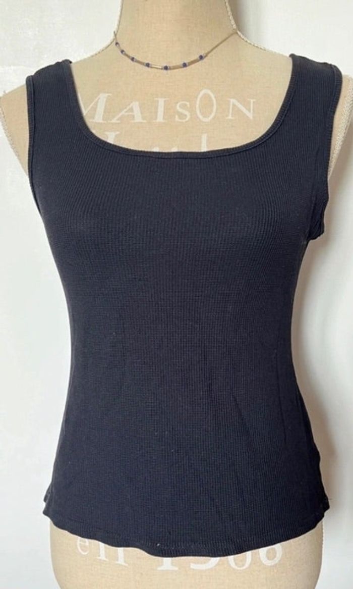 Débardeur noir côtelé intemporel taille s 36