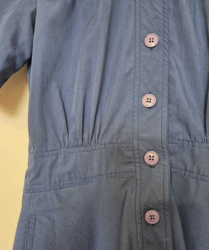 Robe chemise vintage couleur bleu manche courte cacharel taille 8 36 - photo numéro 4