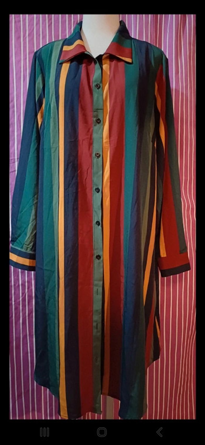 Robe chemise longue rayée - photo numéro 6