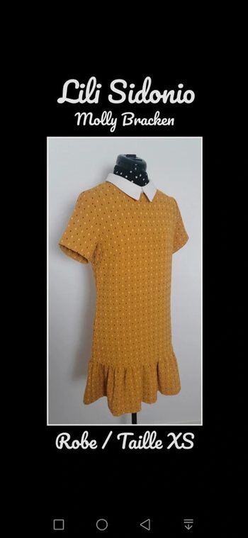 Robe courte moutarde blanc noir à pois Taille XS Lili Sidonio by Molly Bracken