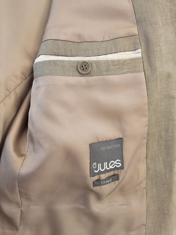 Veste de costume en lin marron clair beige foncé taille 54 - photo numéro 4