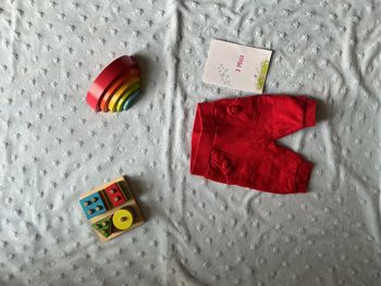 pantalon de jogging rouge noeuds sur les poches 3 mois taille élastique tissaia