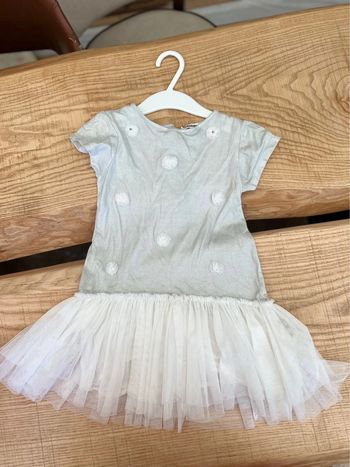 Robe 2-3 ans 2 3 pommes tulle fleurs cérémonie été argent