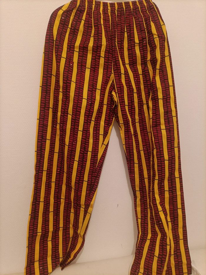 Ensemble chemise blanche + pantalon en madras – Taille 40 - photo numéro 6