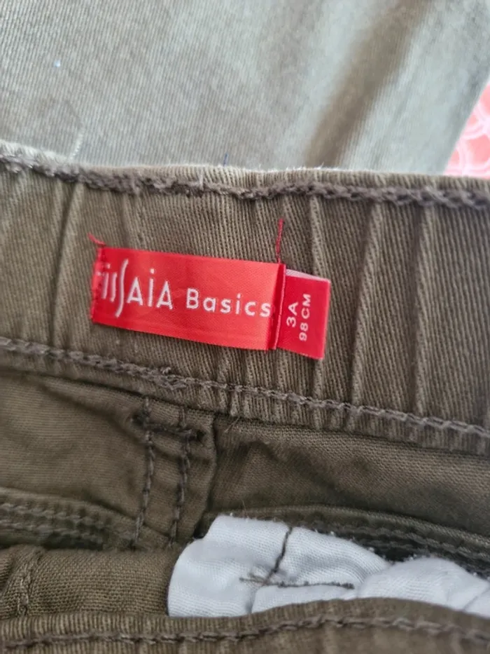 Pantalon enfant garçon 3 ans Tissaia vert kaki coton élasthanne - photo numéro 4