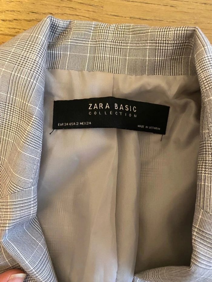 Blazer long cintré gris à carreaux taille 34 - photo numéro 3