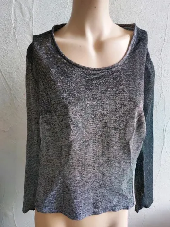 Top court  à paillettes gris Taulle 48