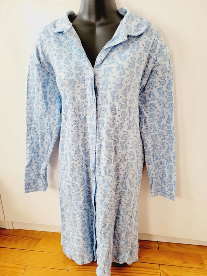 Pyjama chemise de nuit robe de chambre tenue de nuit nounours bleu coquette coton taille S 36 - photo numéro 3
