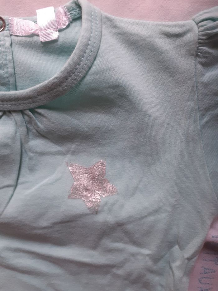 Tee shirt bleu turquoise motif étoile argenté - photo numéro 2