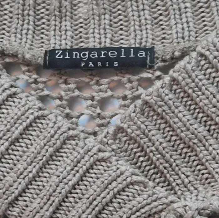 P ull col V à troues kaki - Zingarella - Taille XS (34) - photo numéro 4
