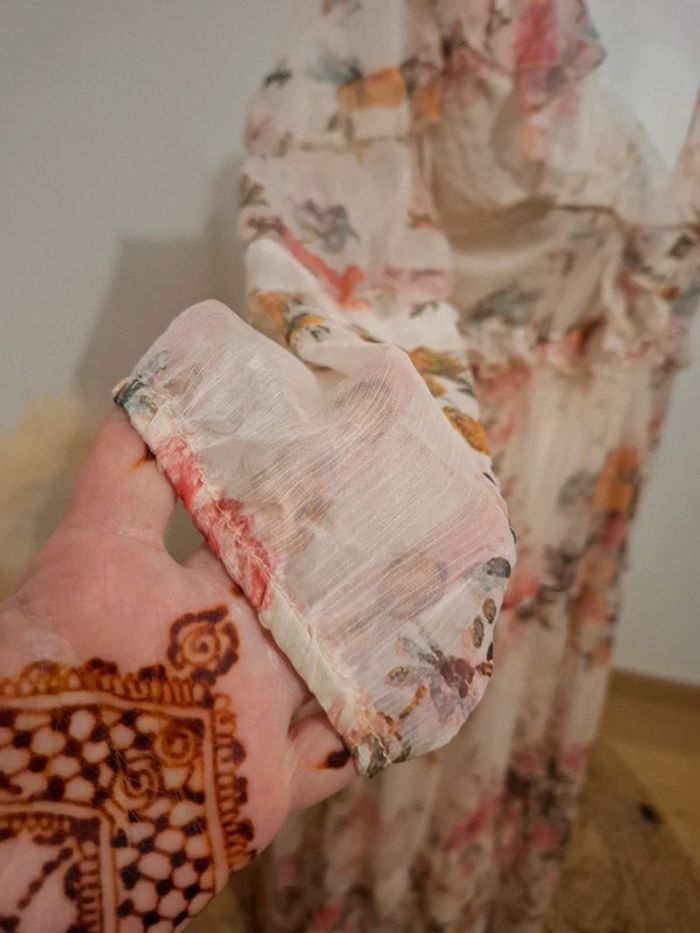 Robe longue rose pâle Fleurie volantée Golden Days taille S 36 - photo numéro 8