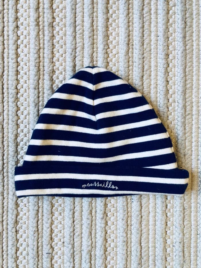 Bonnet rayé marin bleu blanc taille 2 Moussaillon