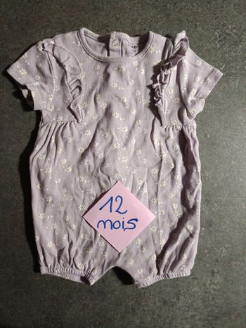 Barboteuse violette côtelée 12 mois