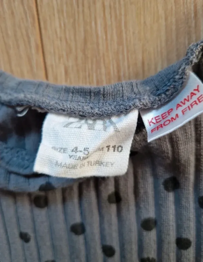 Blouse manches longues fille Zara gris à pois 110 cm - photo numéro 3