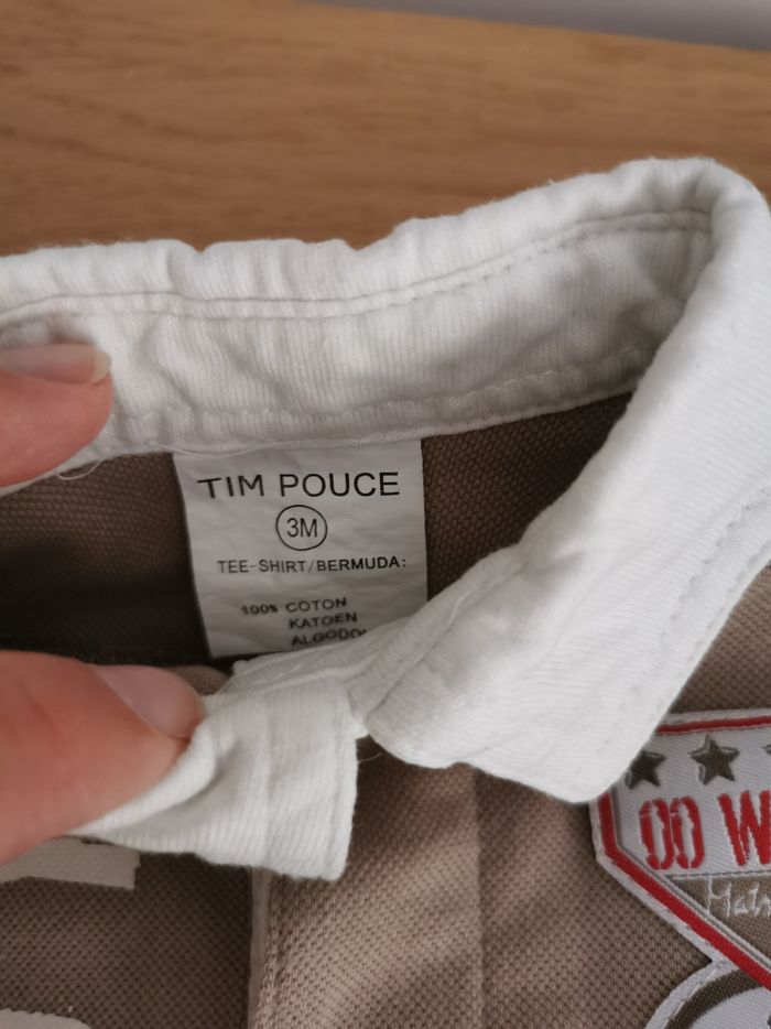 Ensemble bébé garçon 3mois polo et short Tim pouce neuf sans étiquette - photo numéro 3