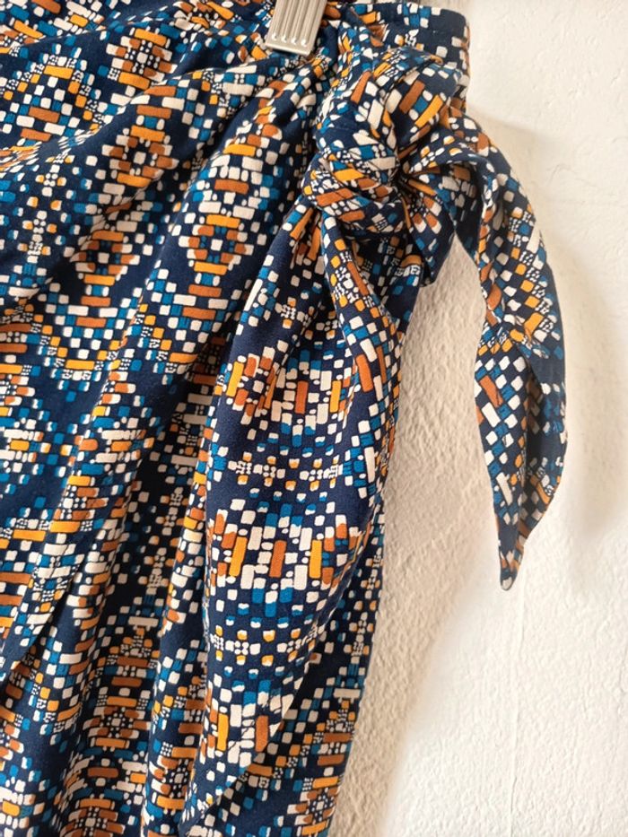 Jupe courte façon portefeuille imprimé wax - photo numéro 2