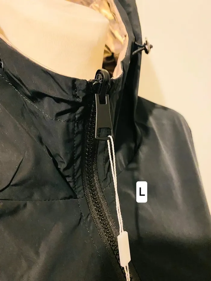 Manteau parka femme imperméable réversible long souple noire/doré léopard taille L - photo numéro 3