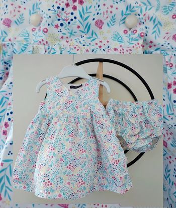 9 mois ensemble été Sergent major robe + cache couche bloomer