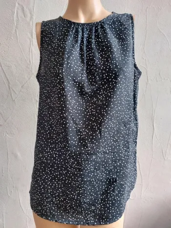 Haut sans manches à pois noir et blanc Taille S