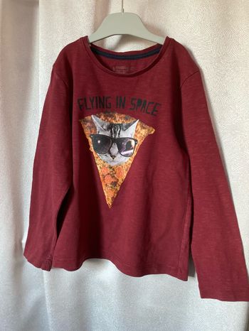 T-shirt bordeaux imprimé chat 8 ans Orchestra