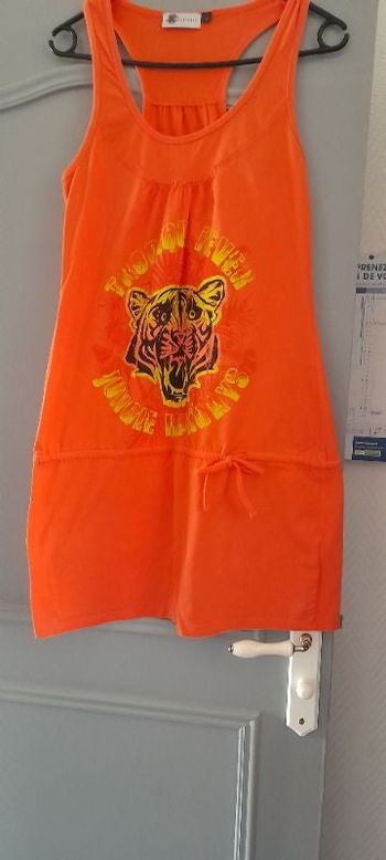 Robe de plage oranger avec 1 petit motif