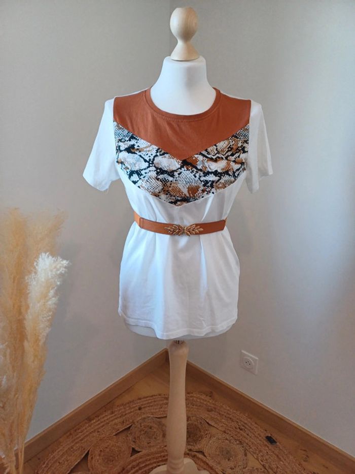 T-Shirt blanc à motifs WE taille S 36