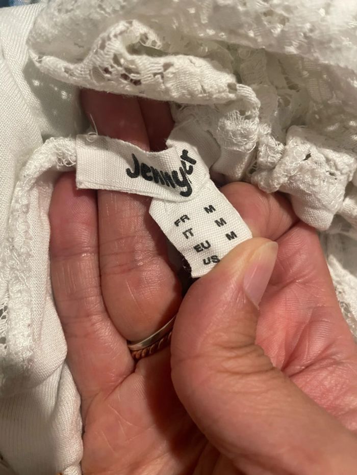 T-shirt manches courtes blanc col montant à dentelle Jennyfer taille M - photo numéro 6