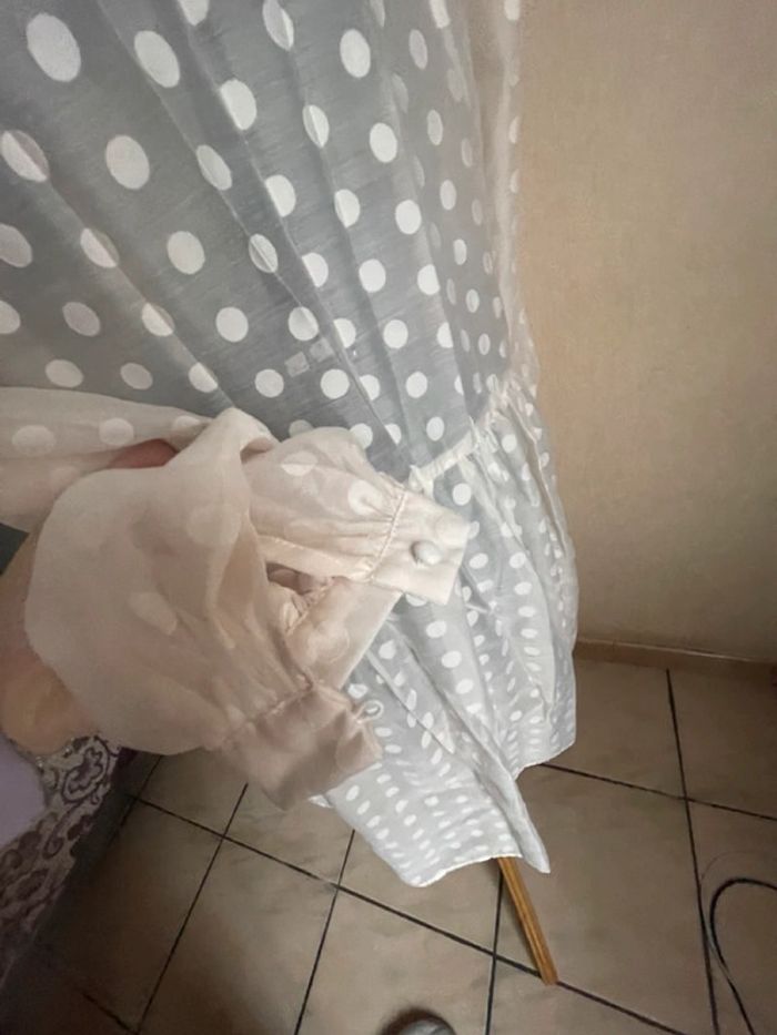 Robe organza écru jacquard à pois neuve t M - photo numéro 11