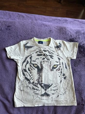 T-shirt manches courtes garcon beige et noir imprimé tigre My Chicco taille 4 ans