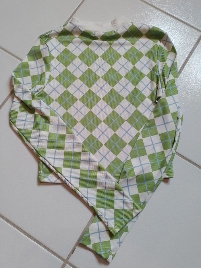 Pull fin femme croq top vert et blanc Shein - photo numéro 7