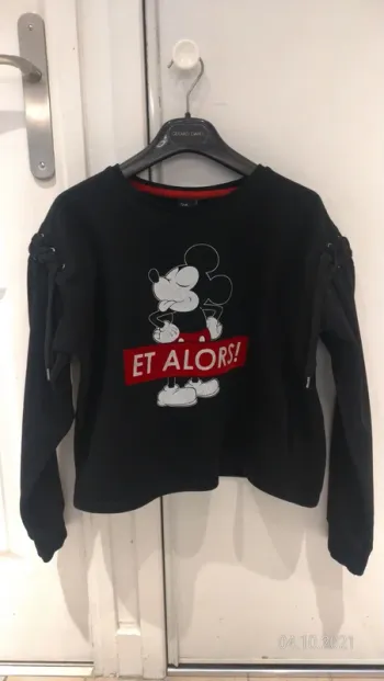 Sweat/pull court Mickey Et Alors! laçage épaules 50% coton