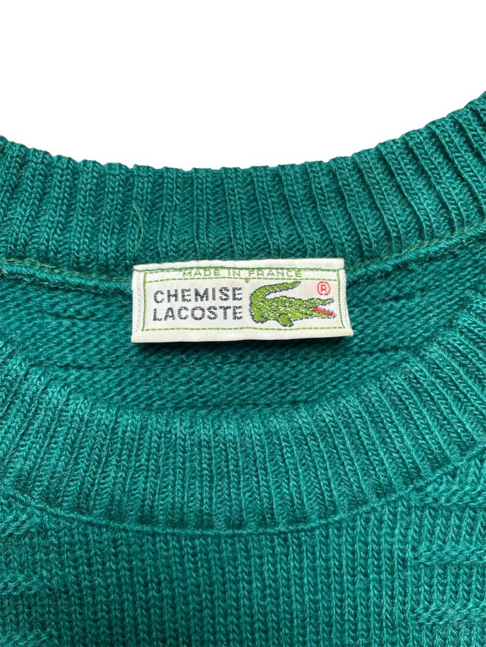 Pull Lacoste en laine vert à motifs avec logo brodé made in France (Devanley) - Taille XL - photo numéro 3