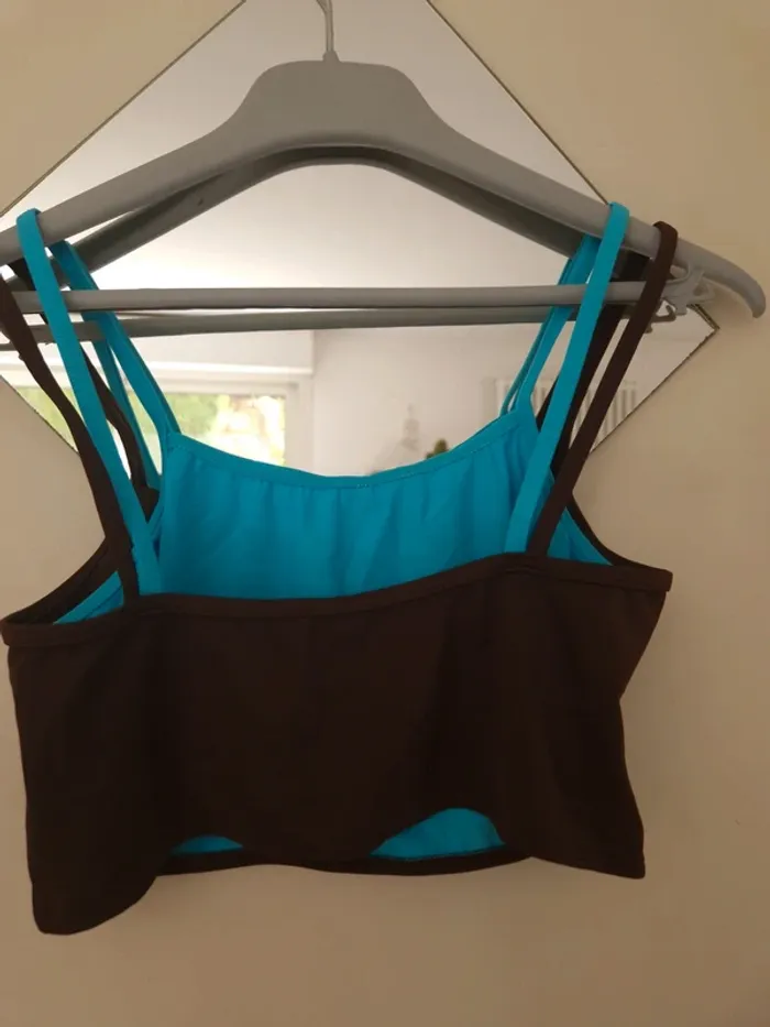 Maillot de bain deux pièces marron et bleu taille 40 - photo numéro 2