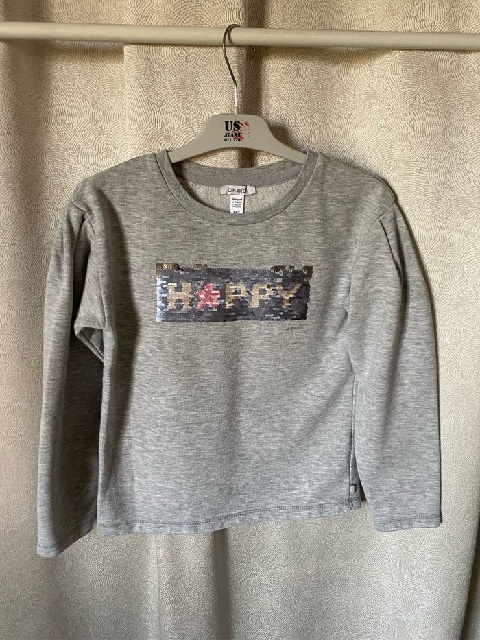 Pull sweat gris sequins argentés 8 ans Okaidi