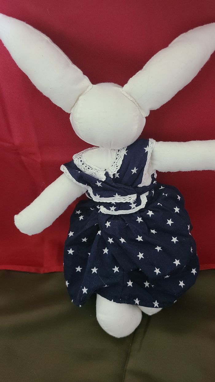 doudou lapin blanc robe étoilé - photo numéro 5